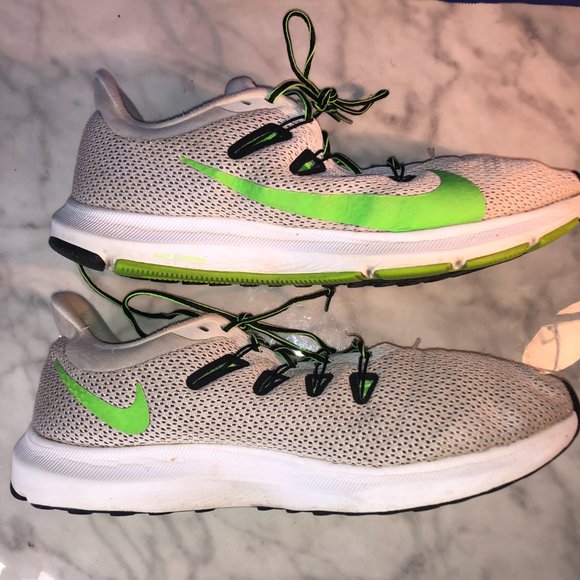 Nike Quest Mens Running Shoes Sneakers White Grey Lime Green Swoop Sz 11.5 - Picture 6 of 13